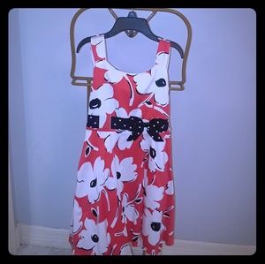 Red, White, and Black floral dress
